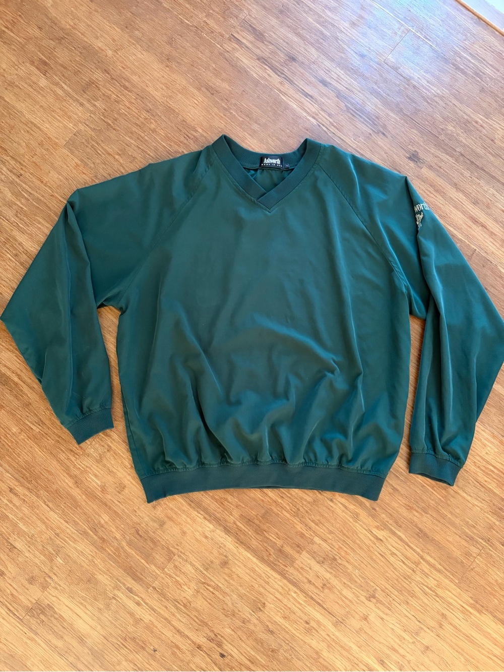 Vintage Ashworth Golf Windshirt Pullover Mens Large Forest Green USA V-Neck